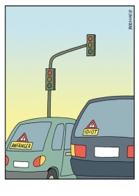Cartoon-Postkarte: Idiot
